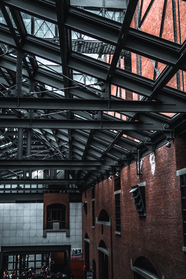 inner roof details in painted metal