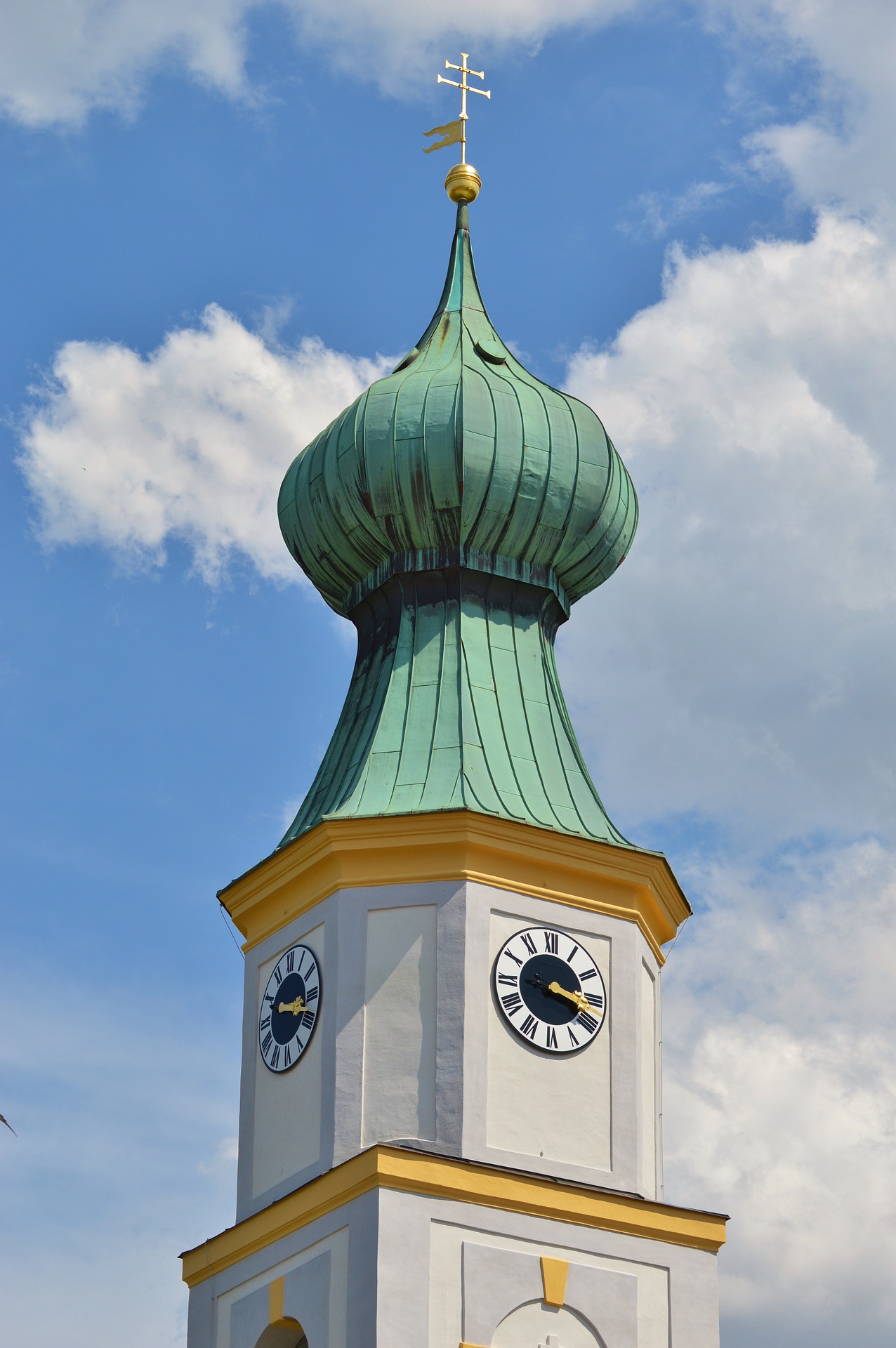 church tower in copper