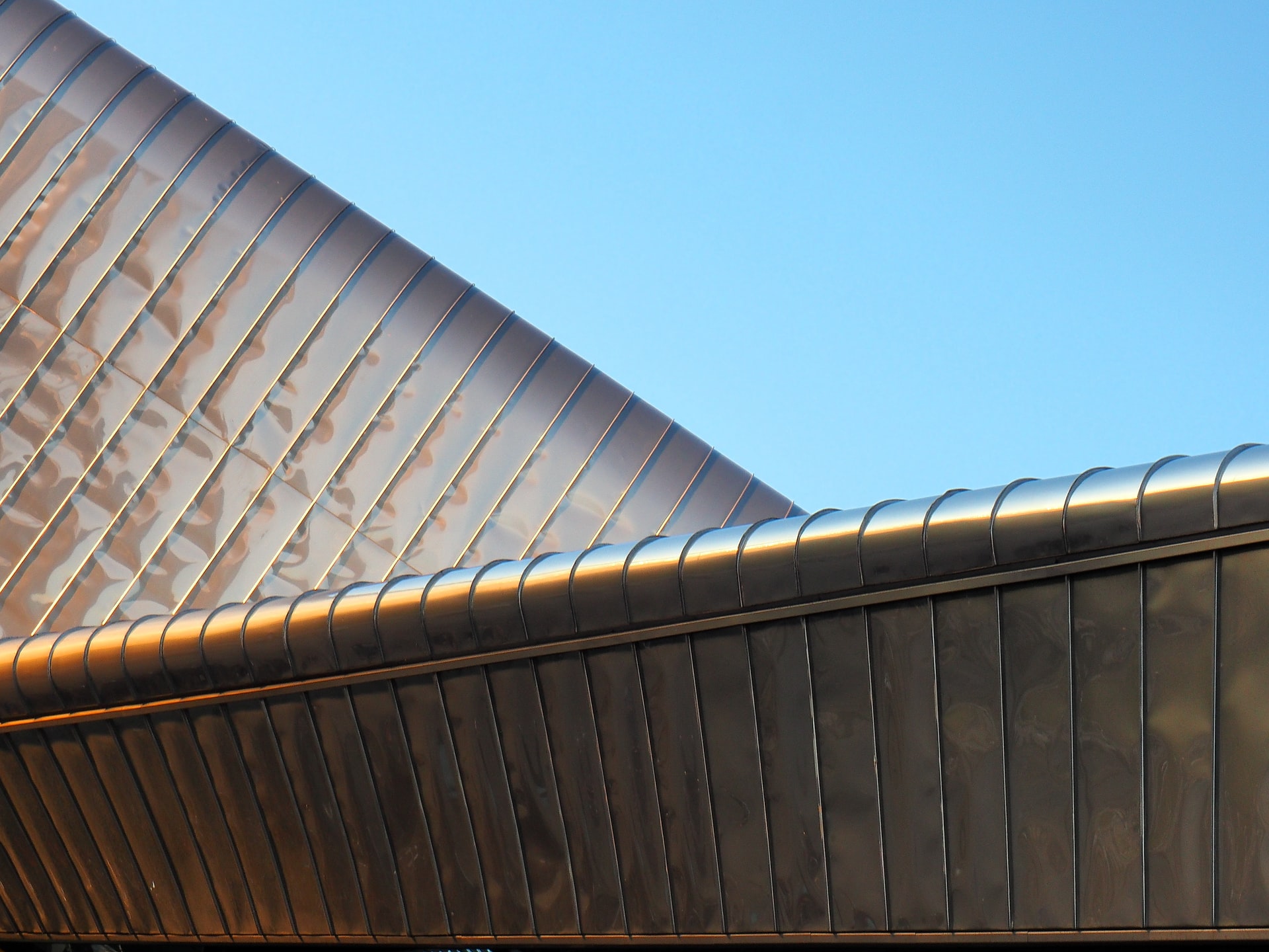 metal roof and blue sky